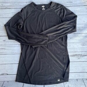 REI Co-op Womens Base Layer Top M Gray Long Sleeve Polyester Hiking Activewear